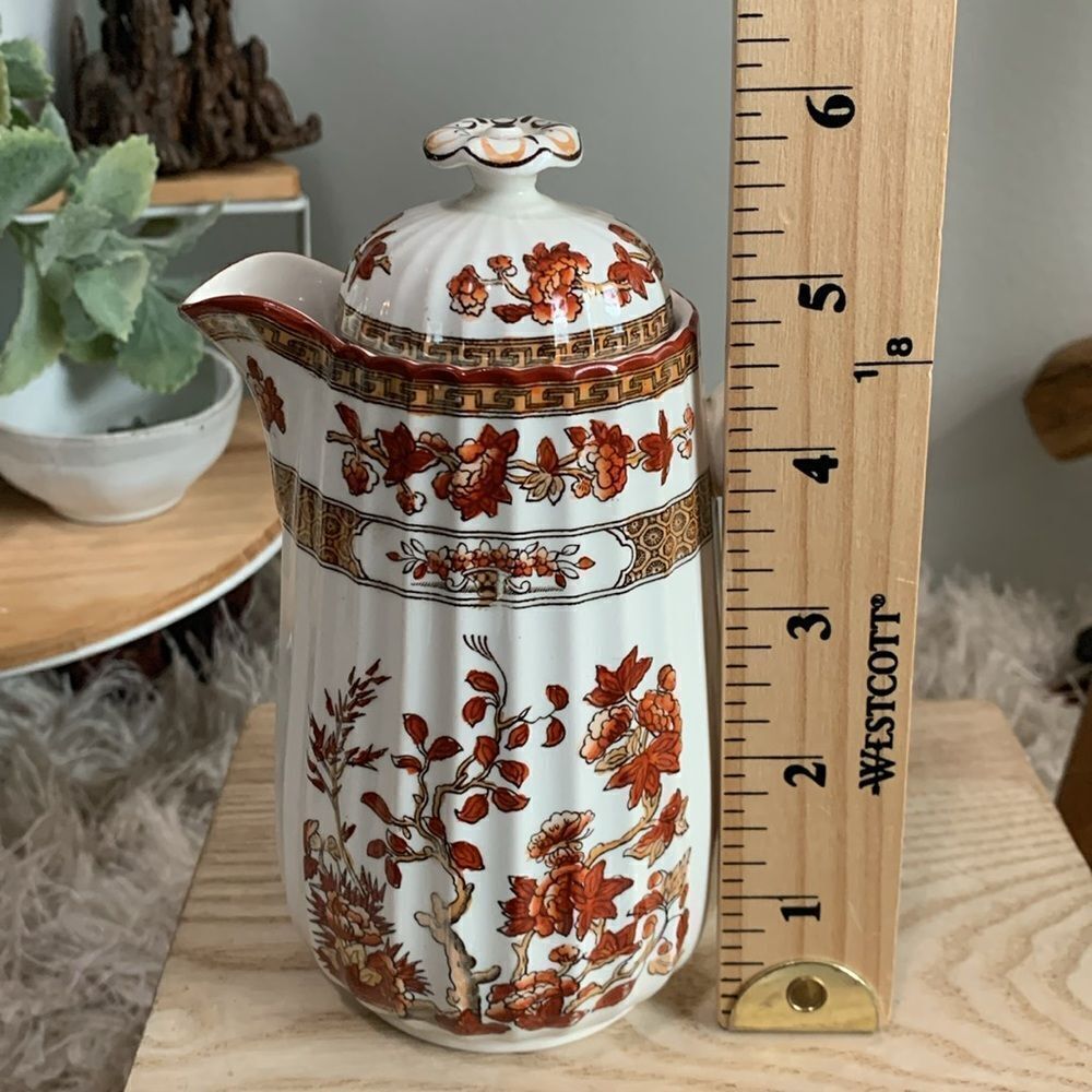 As Is Damaged Copeland Spode Indian Tree Small Pitcher Orange Floral Scallop - Picture 17 of 17